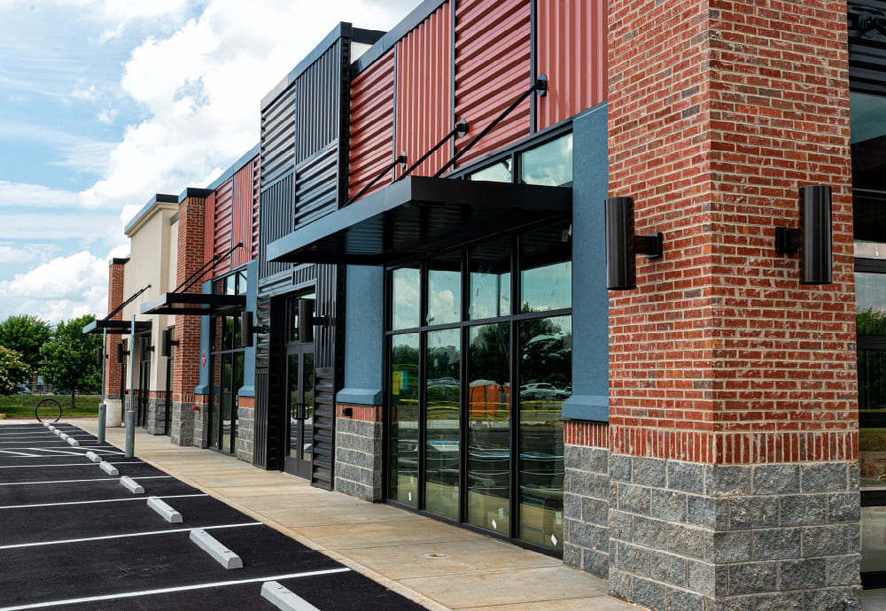 commercial buildings in shopping area