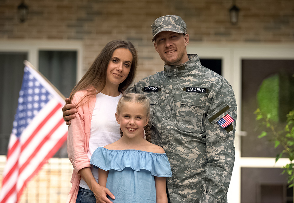 Man in Military uniform with family