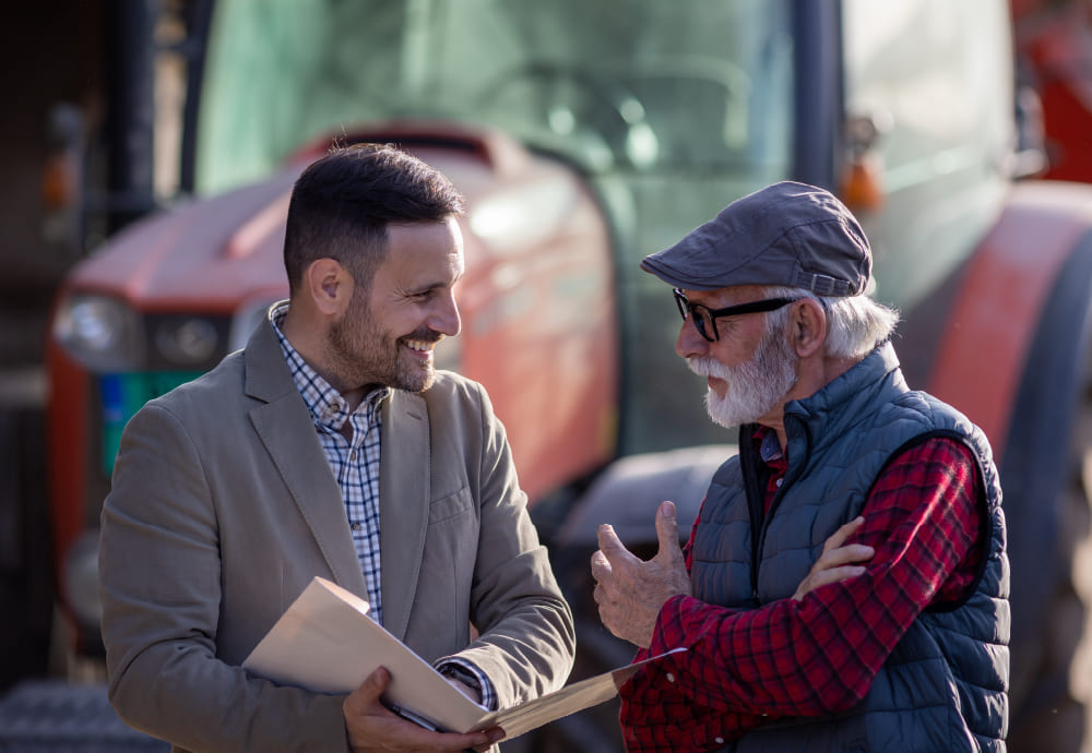 farmer meeting with banker